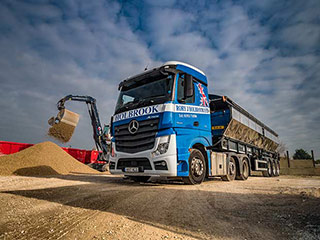 Aggregate supplies photo of bulk aggregates being offloaded at Lakenheath